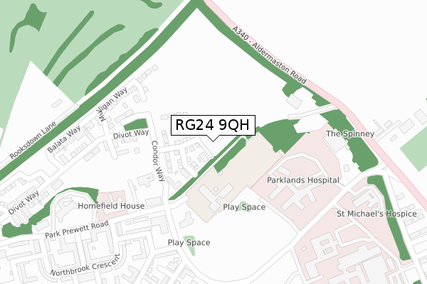 RG24 9QH map - large scale - OS Open Zoomstack (Ordnance Survey)