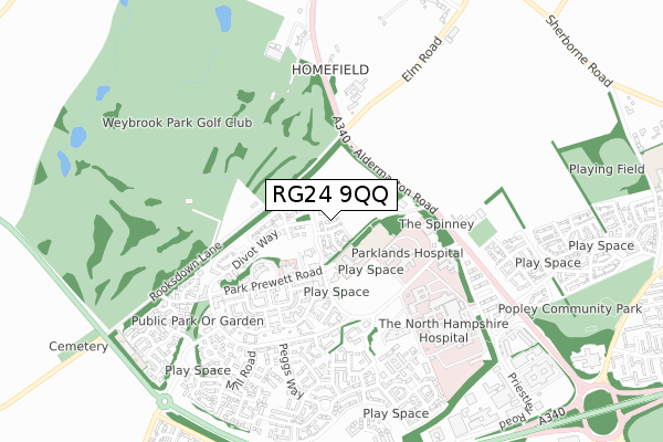 RG24 9QQ map - small scale - OS Open Zoomstack (Ordnance Survey)