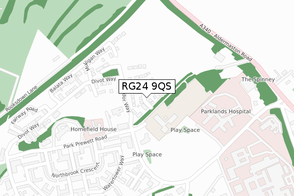 RG24 9QS map - large scale - OS Open Zoomstack (Ordnance Survey)