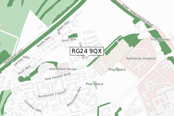 RG24 9QX map - large scale - OS Open Zoomstack (Ordnance Survey)