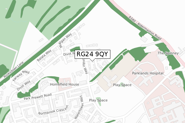 RG24 9QY map - large scale - OS Open Zoomstack (Ordnance Survey)