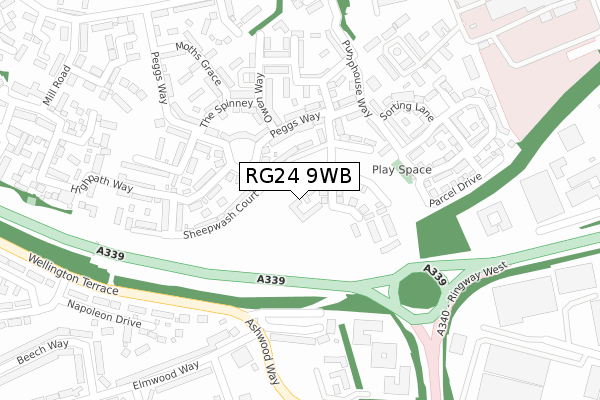 RG24 9WB map - large scale - OS Open Zoomstack (Ordnance Survey)