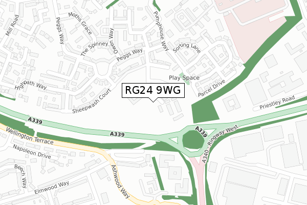 RG24 9WG map - large scale - OS Open Zoomstack (Ordnance Survey)