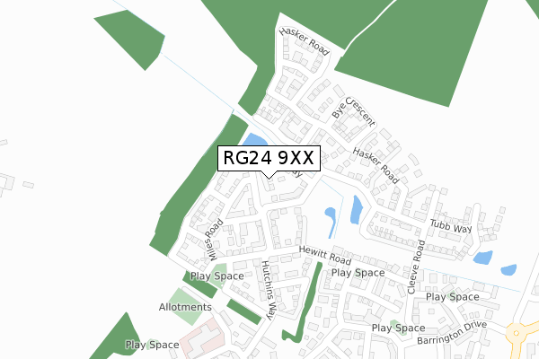 RG24 9XX map - large scale - OS Open Zoomstack (Ordnance Survey)