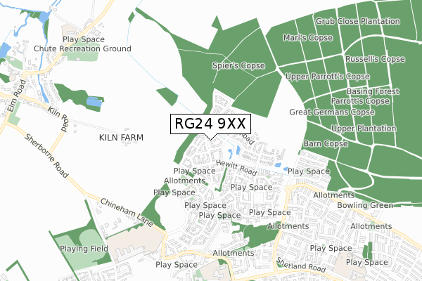 RG24 9XX map - small scale - OS Open Zoomstack (Ordnance Survey)