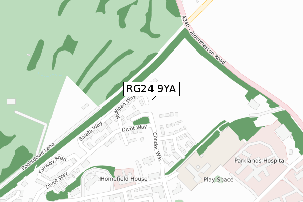 RG24 9YA map - large scale - OS Open Zoomstack (Ordnance Survey)