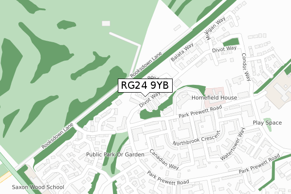 RG24 9YB map - large scale - OS Open Zoomstack (Ordnance Survey)