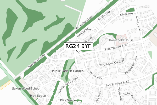 RG24 9YF map - large scale - OS Open Zoomstack (Ordnance Survey)