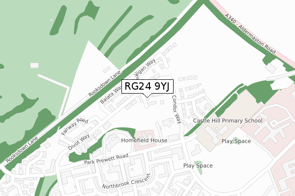 RG24 9YJ map - large scale - OS Open Zoomstack (Ordnance Survey)