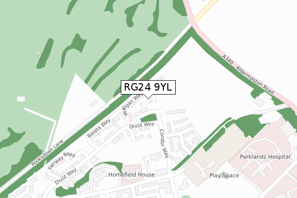 RG24 9YL map - large scale - OS Open Zoomstack (Ordnance Survey)