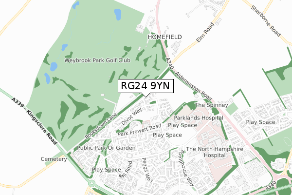 RG24 9YN map - small scale - OS Open Zoomstack (Ordnance Survey)