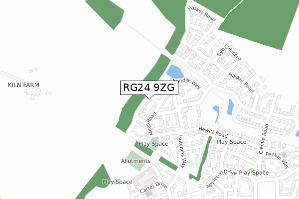 RG24 9ZG map - large scale - OS Open Zoomstack (Ordnance Survey)