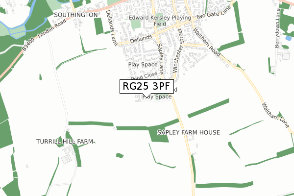 RG25 3PF map - small scale - OS Open Zoomstack (Ordnance Survey)