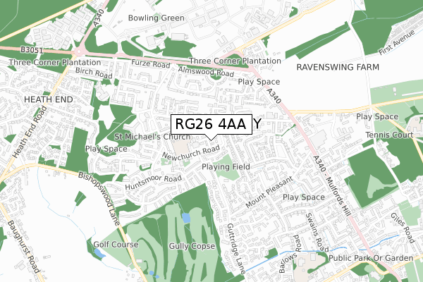 RG26 4AA map - small scale - OS Open Zoomstack (Ordnance Survey)