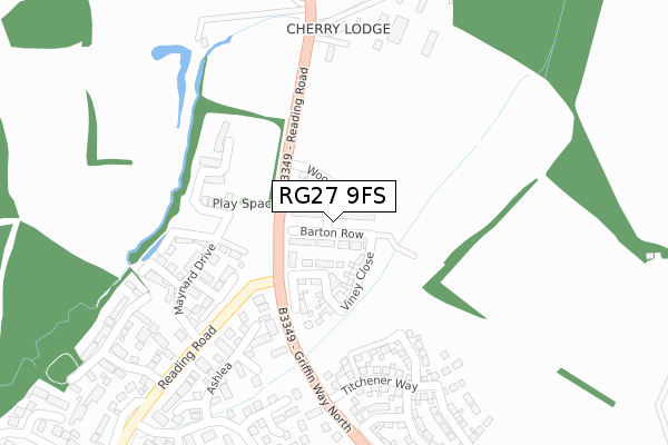 RG27 9FS map - large scale - OS Open Zoomstack (Ordnance Survey)