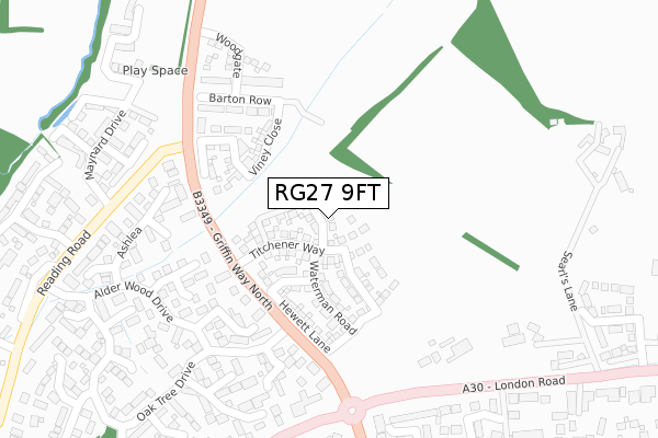 RG27 9FT map - large scale - OS Open Zoomstack (Ordnance Survey)