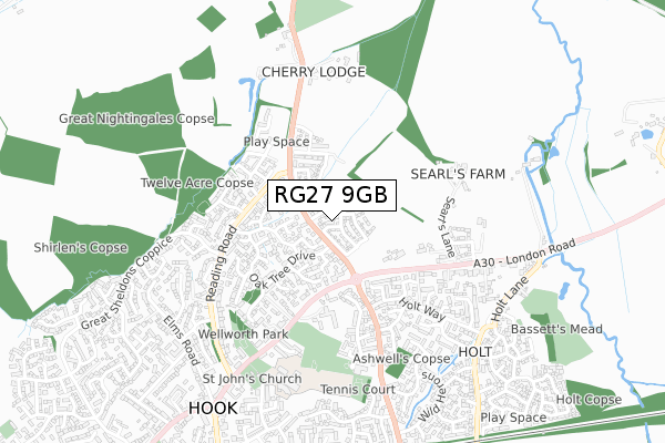 RG27 9GB map - small scale - OS Open Zoomstack (Ordnance Survey)