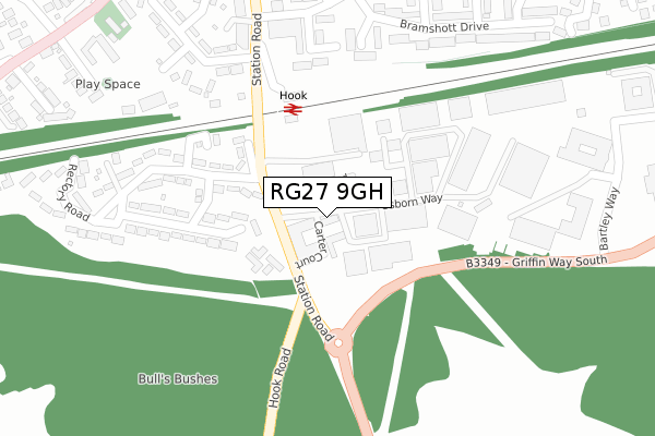 RG27 9GH map - large scale - OS Open Zoomstack (Ordnance Survey)