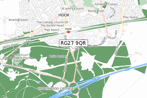 RG27 9QR map - small scale - OS Open Zoomstack (Ordnance Survey)