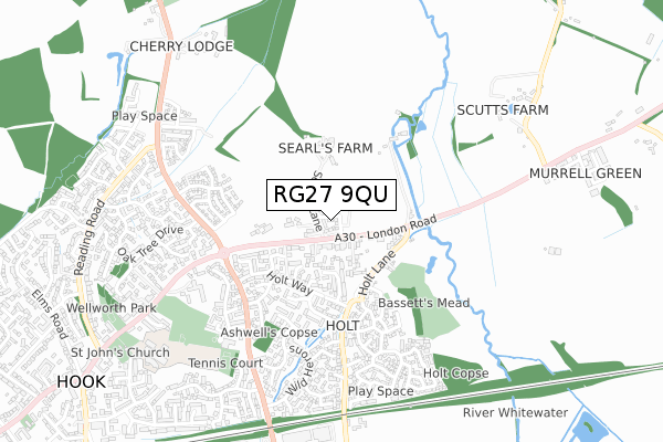 RG27 9QU map - small scale - OS Open Zoomstack (Ordnance Survey)