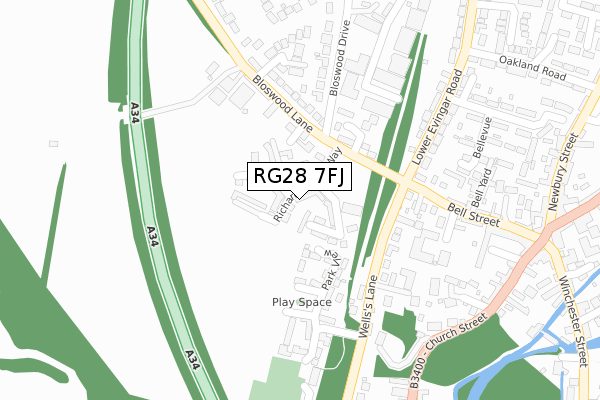 RG28 7FJ map - large scale - OS Open Zoomstack (Ordnance Survey)