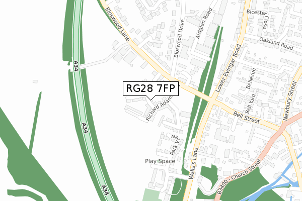 RG28 7FP map - large scale - OS Open Zoomstack (Ordnance Survey)