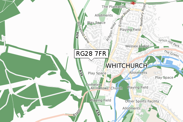 RG28 7FR map - small scale - OS Open Zoomstack (Ordnance Survey)