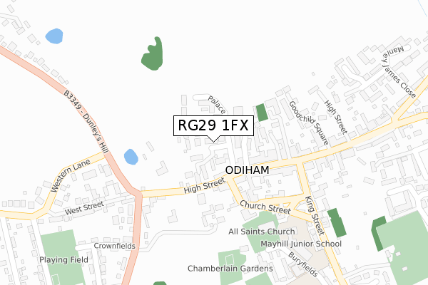 RG29 1FX map - large scale - OS Open Zoomstack (Ordnance Survey)