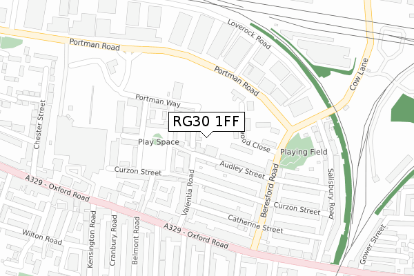 RG30 1FF map - large scale - OS Open Zoomstack (Ordnance Survey)