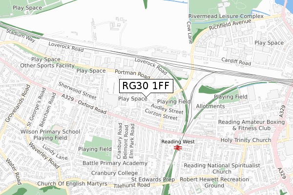 RG30 1FF map - small scale - OS Open Zoomstack (Ordnance Survey)