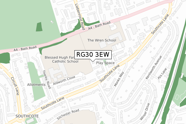 RG30 3EW map - large scale - OS Open Zoomstack (Ordnance Survey)