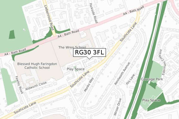 RG30 3FL map - large scale - OS Open Zoomstack (Ordnance Survey)