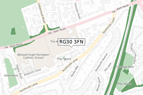 RG30 3FN map - large scale - OS Open Zoomstack (Ordnance Survey)