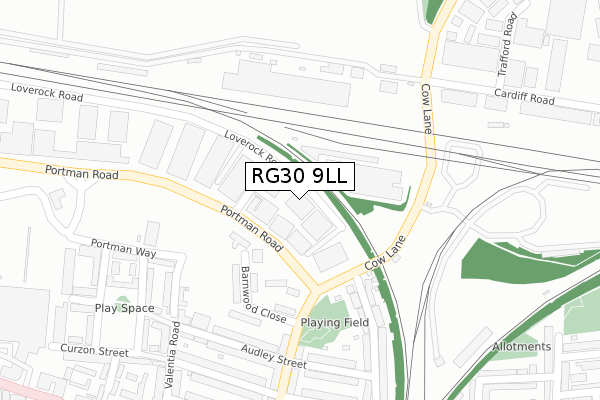 RG30 9LL map - large scale - OS Open Zoomstack (Ordnance Survey)