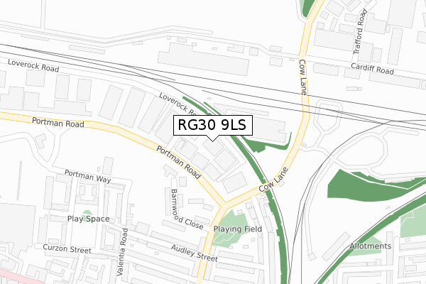 RG30 9LS map - large scale - OS Open Zoomstack (Ordnance Survey)