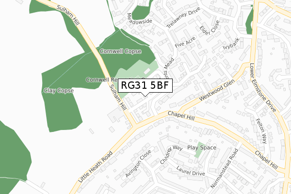 RG31 5BF map - large scale - OS Open Zoomstack (Ordnance Survey)