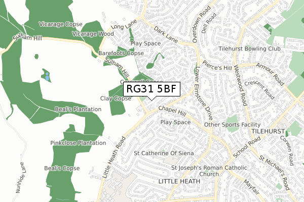 RG31 5BF map - small scale - OS Open Zoomstack (Ordnance Survey)