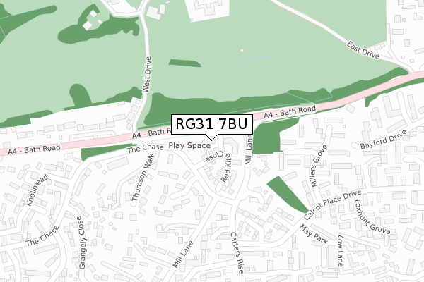 RG31 7BU map - large scale - OS Open Zoomstack (Ordnance Survey)