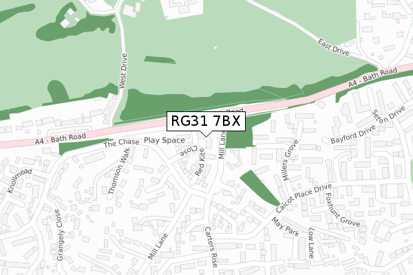 RG31 7BX map - large scale - OS Open Zoomstack (Ordnance Survey)