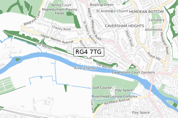 RG4 7TG map - small scale - OS Open Zoomstack (Ordnance Survey)