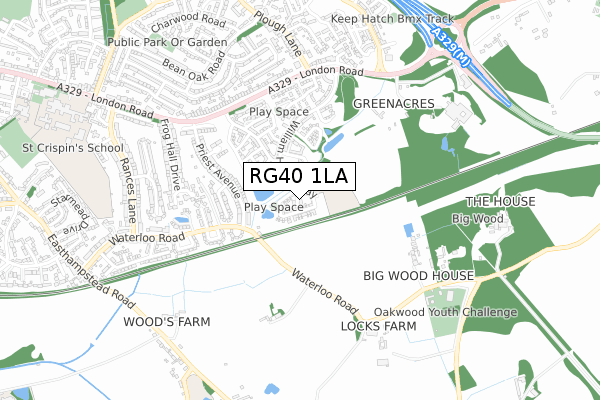 RG40 1LA map - small scale - OS Open Zoomstack (Ordnance Survey)