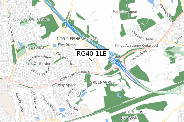 RG40 1LE map - small scale - OS Open Zoomstack (Ordnance Survey)