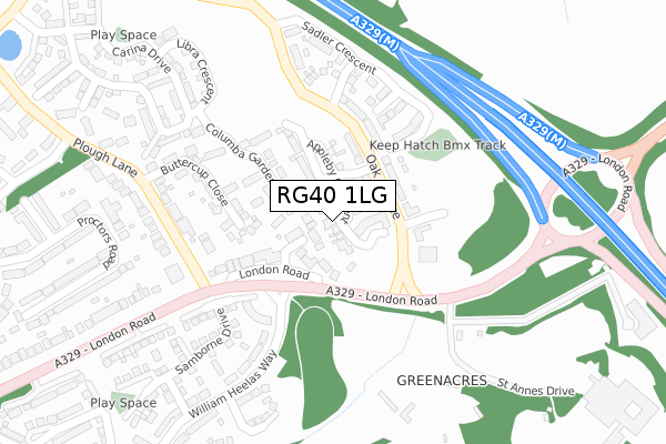 RG40 1LG map - large scale - OS Open Zoomstack (Ordnance Survey)