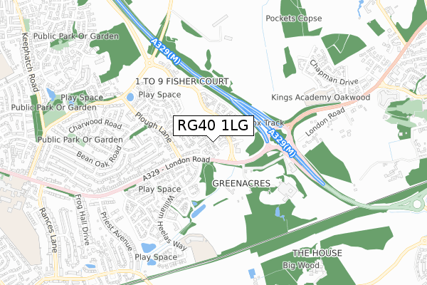 RG40 1LG map - small scale - OS Open Zoomstack (Ordnance Survey)