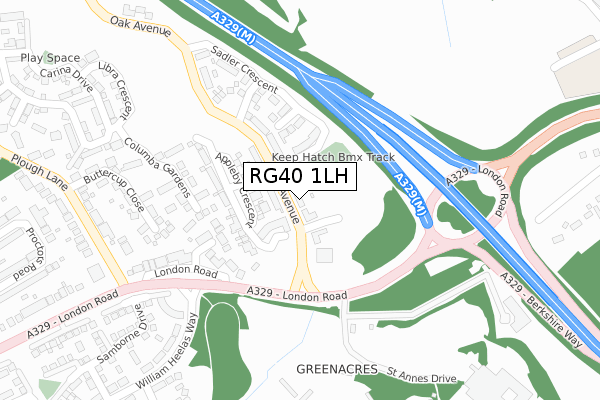 RG40 1LH map - large scale - OS Open Zoomstack (Ordnance Survey)