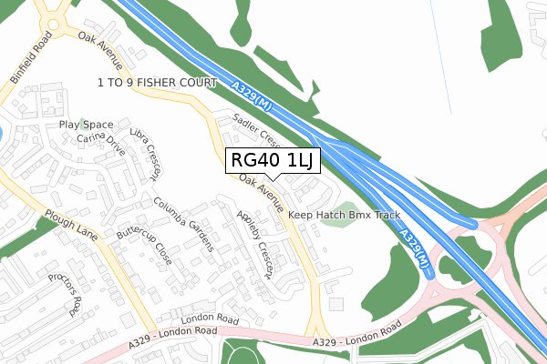 RG40 1LJ map - large scale - OS Open Zoomstack (Ordnance Survey)