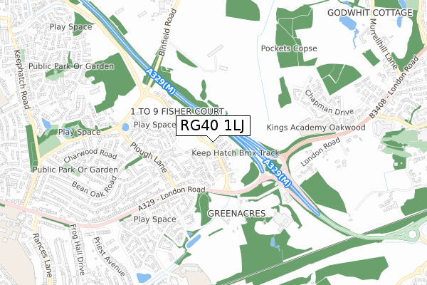 RG40 1LJ map - small scale - OS Open Zoomstack (Ordnance Survey)