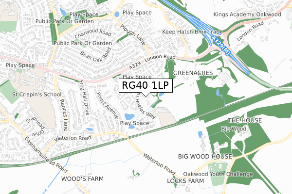 RG40 1LP map - small scale - OS Open Zoomstack (Ordnance Survey)