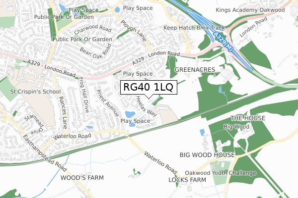 RG40 1LQ map - small scale - OS Open Zoomstack (Ordnance Survey)