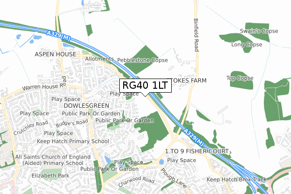 RG40 1LT map - small scale - OS Open Zoomstack (Ordnance Survey)